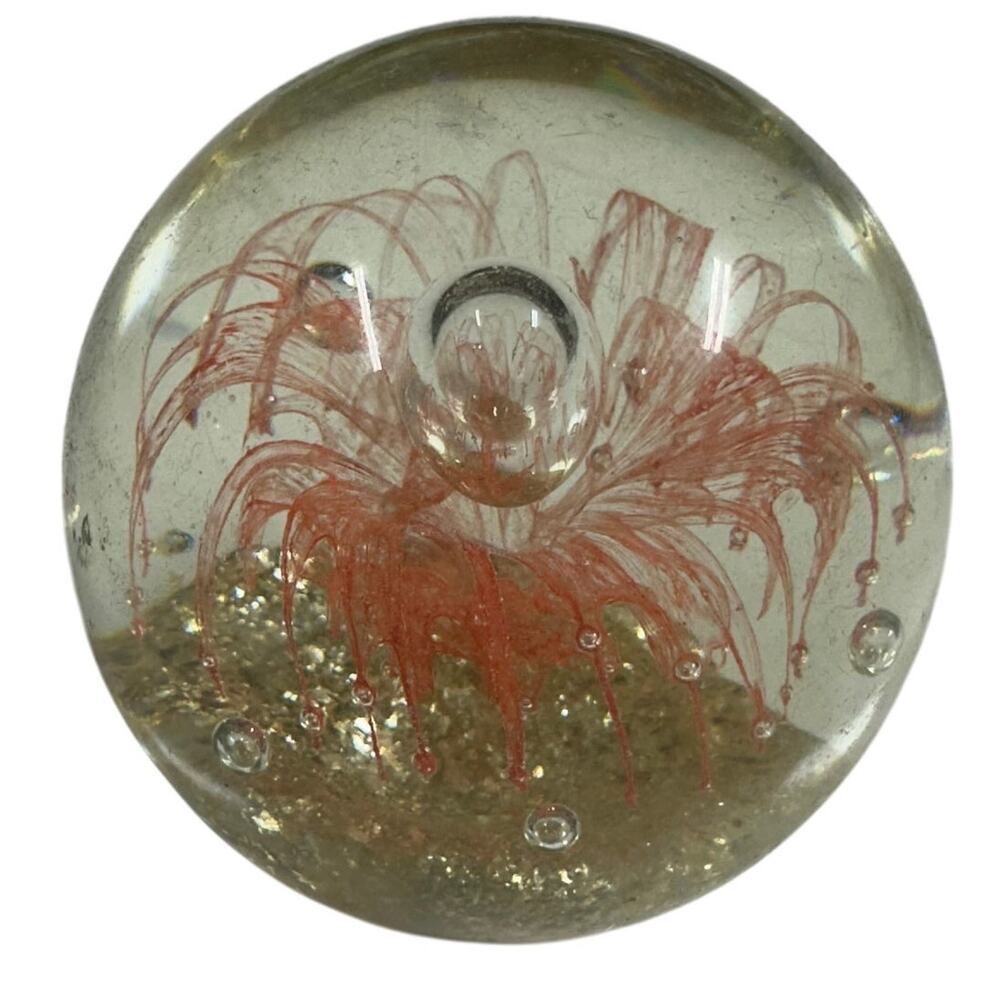 Vintage Hand Blown Glass Paperweight 3 inch by 3 inch Excellent Used Condition